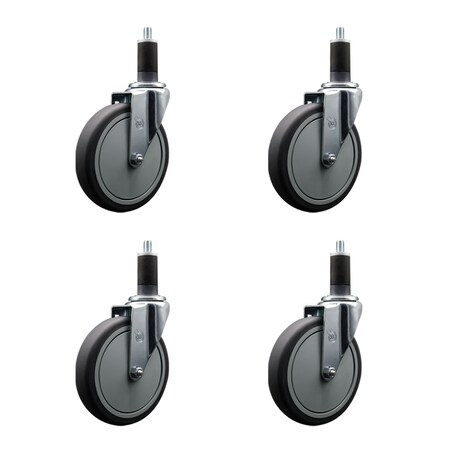 Service Caster 6'' Thermoplastic Rubber Wheel Swivel 1-1/4'' Expanding Stem Caster Set, 4PK SCC-EX20S614-TPRB-114-4